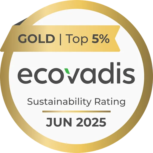 EcoVadis Gold – Top 5% Sustainability Rating, juni 2025